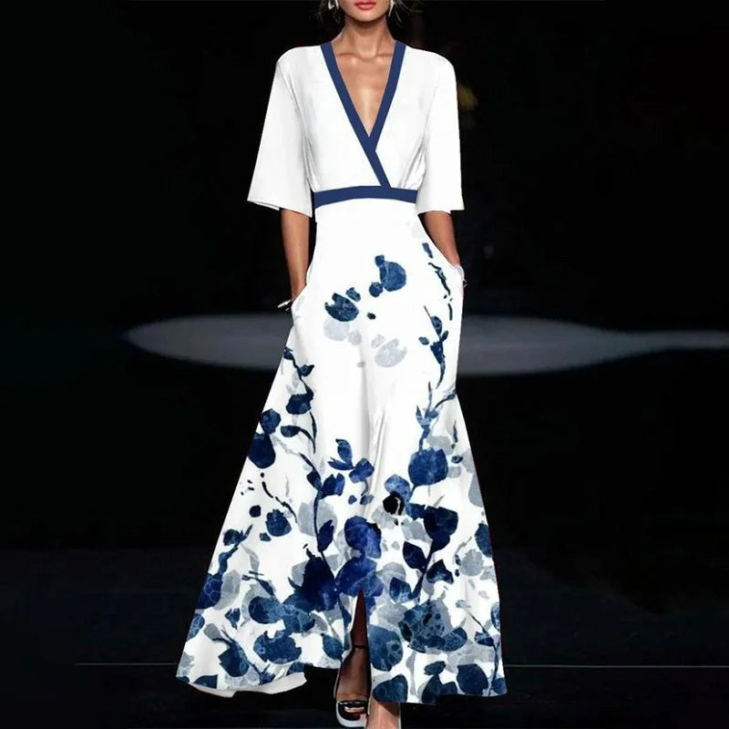 Sara – Printed Pleated Belt Dress