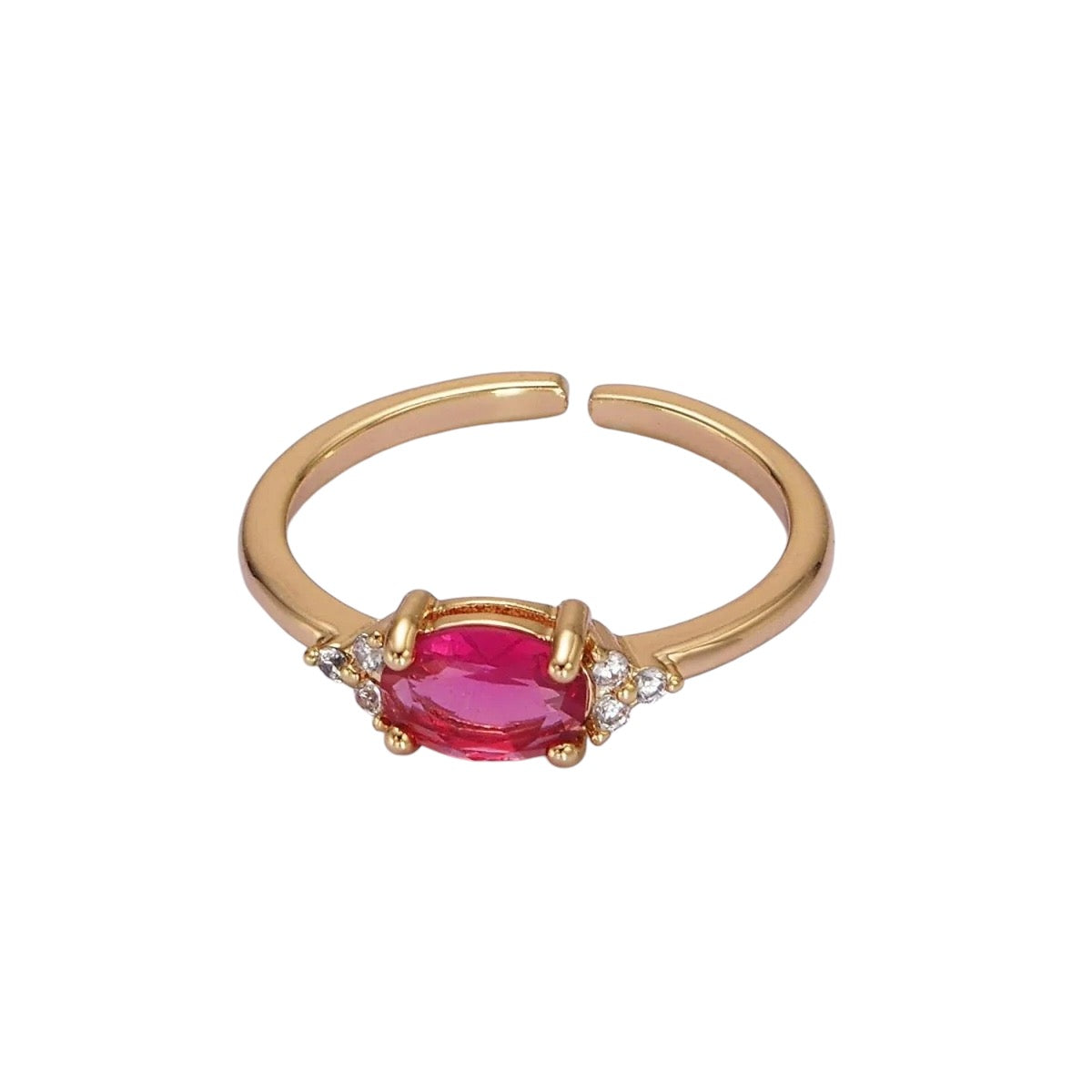 Ruby Solitaire Birthstone Ring in Gold Tone