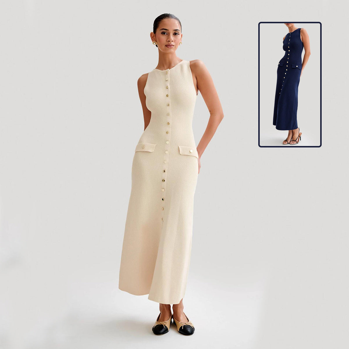 Joan – Elegant Knitted Sleeveless Dress