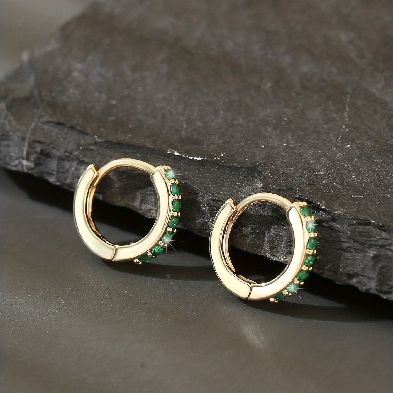 Boho Hoop Earrings with Green Zircon Accents for Everyday Style
