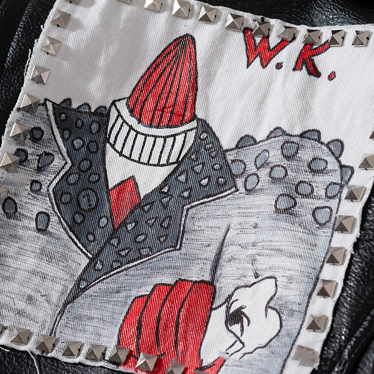 Ryan – Personalized Graffiti Print Motorcycle Jacket