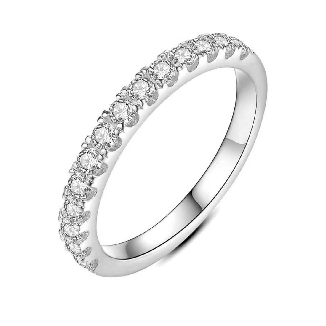 Elegant Diamond-Inspired Eternity Band in Silver Tone