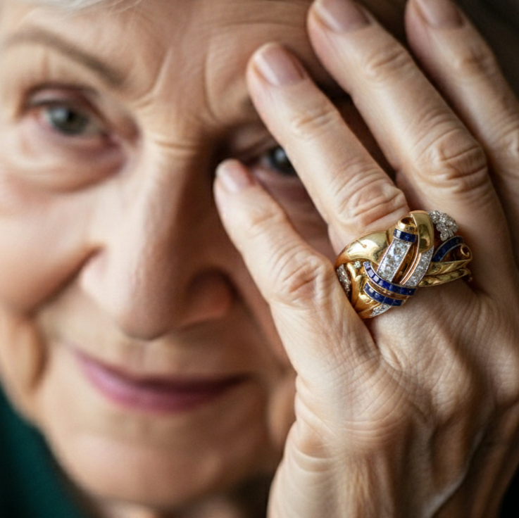 Vintage Floral Bracelet with Blue Accents and Crystal Blossoms