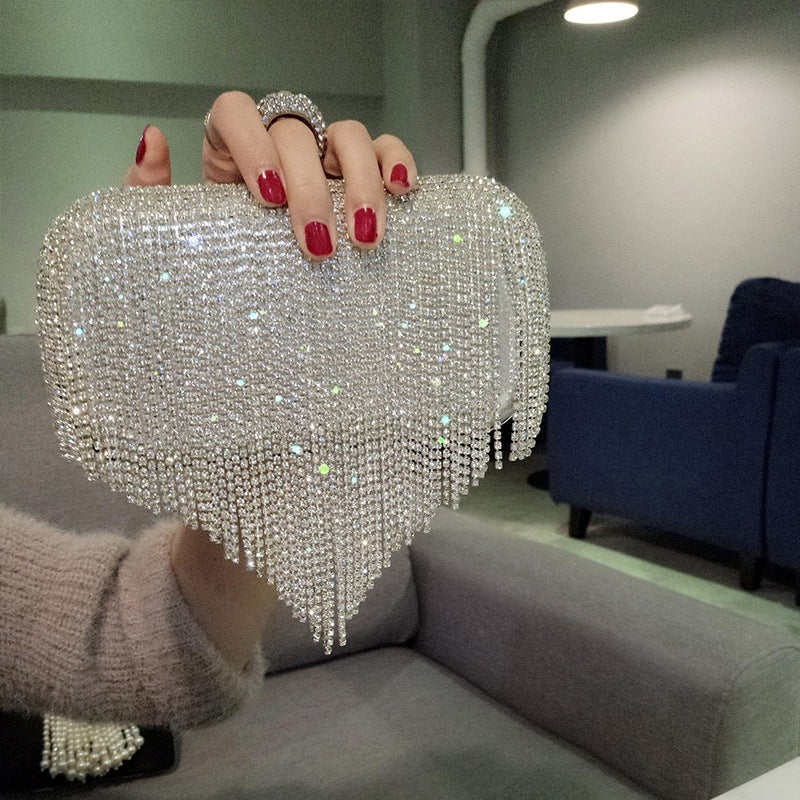 Tracy – Crystal-Embellished Clutch Bag with Cascading Fringe Design