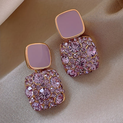 Elegant Mosaic Square Drop Earrings for Daily Wear, Japanese and Korean Style
