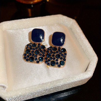 Elegant Mosaic Square Drop Earrings for Daily Wear, Japanese and Korean Style