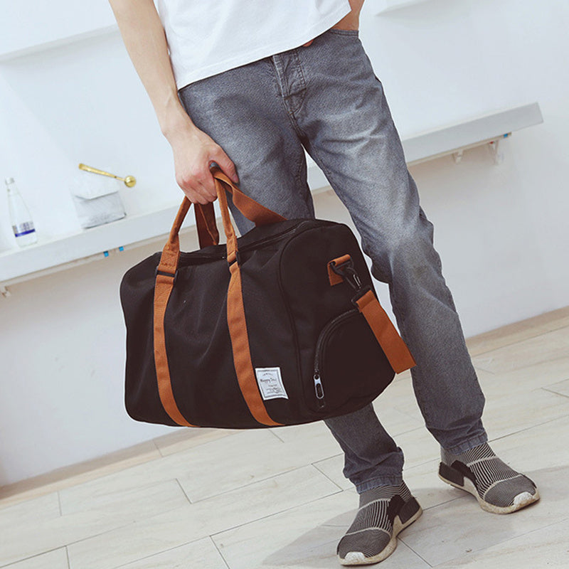 Lauren – Nylon Duffel Bag with Orange Straps for Travel