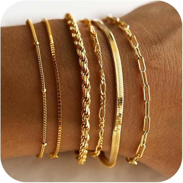 Layered Gold-Tone Chain Bracelet Set