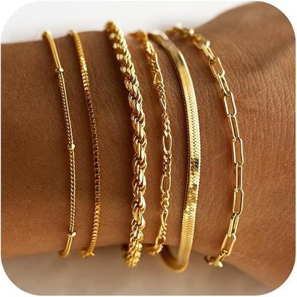 Layered Gold-Tone Chain Bracelet Set