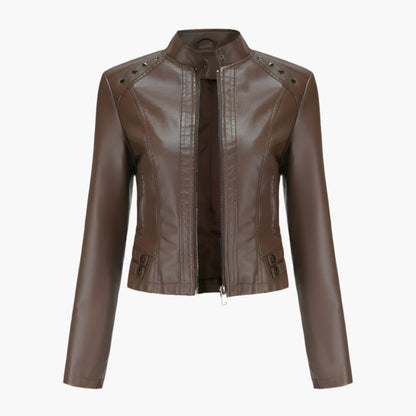Stephanie – Studded Vegan Leather Short Jacket