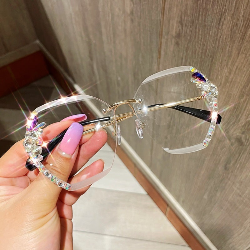Natalie – Elegant Frameless Sunglasses with Rhinestones