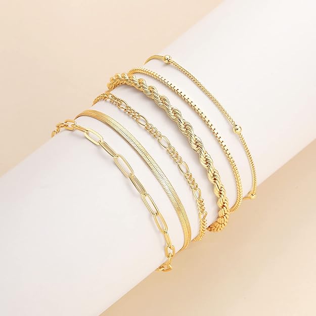 Layered Gold-Tone Chain Bracelet Set