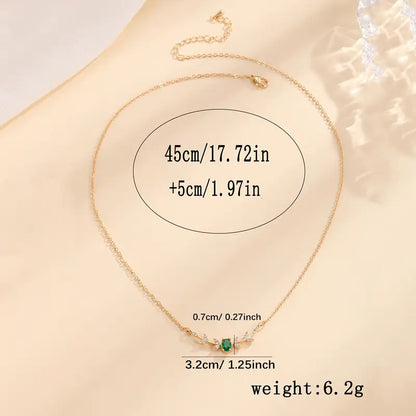 Emerald Leaf Accent Gold Necklace