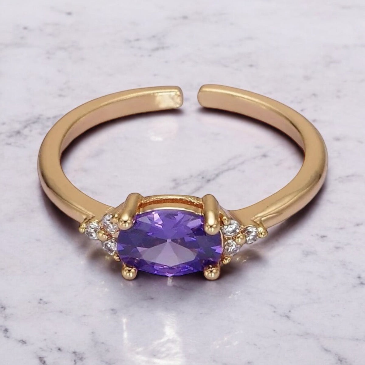 Ruby Solitaire Birthstone Ring in Gold Tone