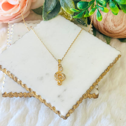 Treble Clef Pendant Necklace in Gold