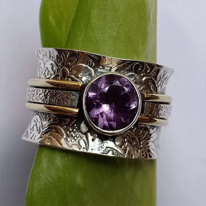 Vintage Amethyst Floral Meditation Ring