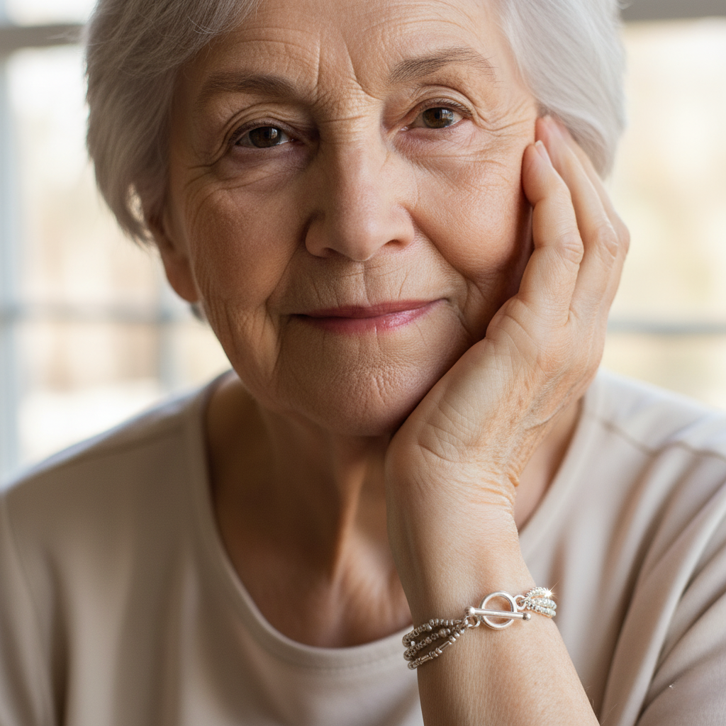 Layered Silver Beaded Bracelet with Pearl Accent