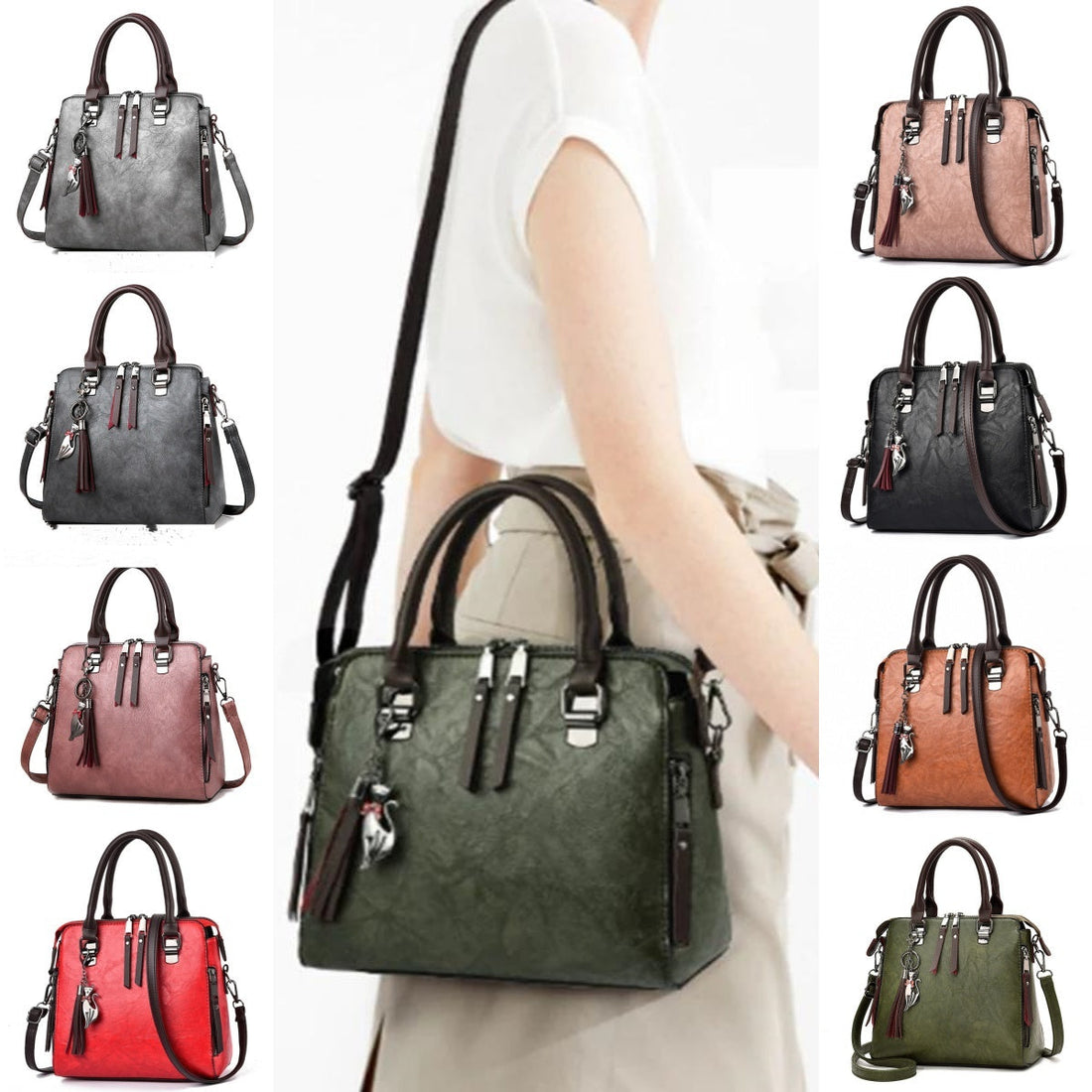 Jessie – Stylish Vegan Leather Handbag with Tassel Keychain