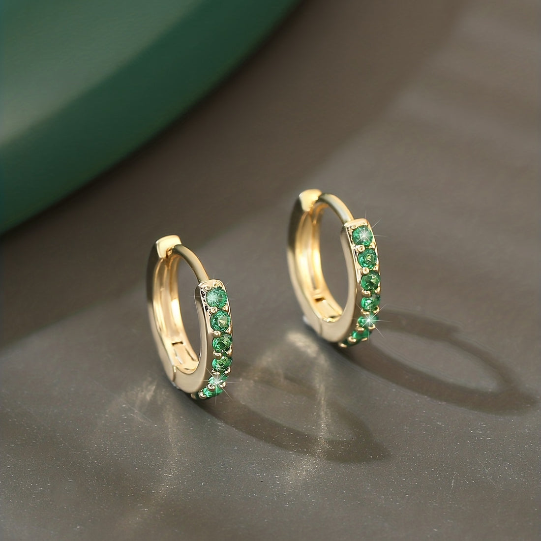 Boho Hoop Earrings with Green Zircon Accents for Everyday Style