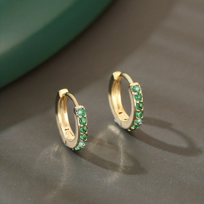 Boho Hoop Earrings with Green Zircon Accents for Everyday Style