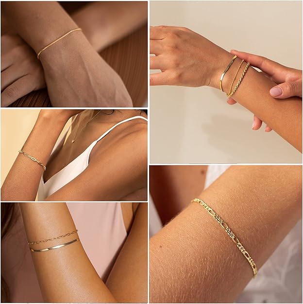 Layered Gold-Tone Chain Bracelet Set