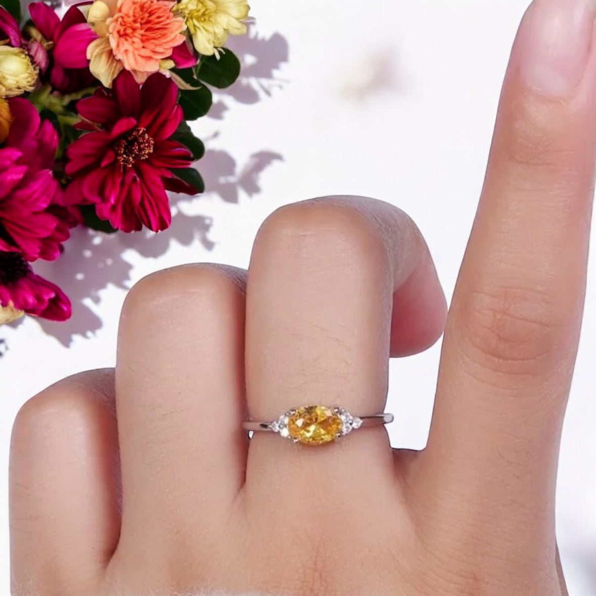 Ruby Solitaire Birthstone Ring in Gold Tone