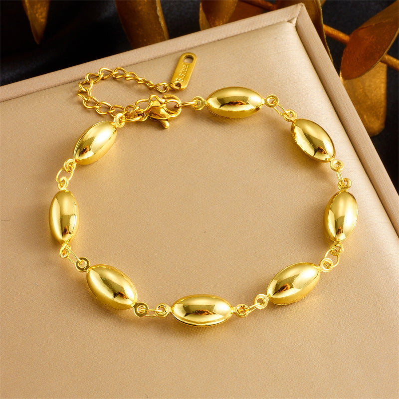 Margaret – Oval Geometric Stainless Steel Bracelet