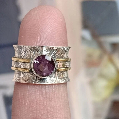 Vintage Amethyst Floral Meditation Ring