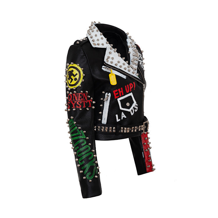 Ryan – Personalized Graffiti Print Motorcycle Jacket
