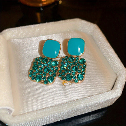 Elegant Mosaic Square Drop Earrings for Daily Wear, Japanese and Korean Style