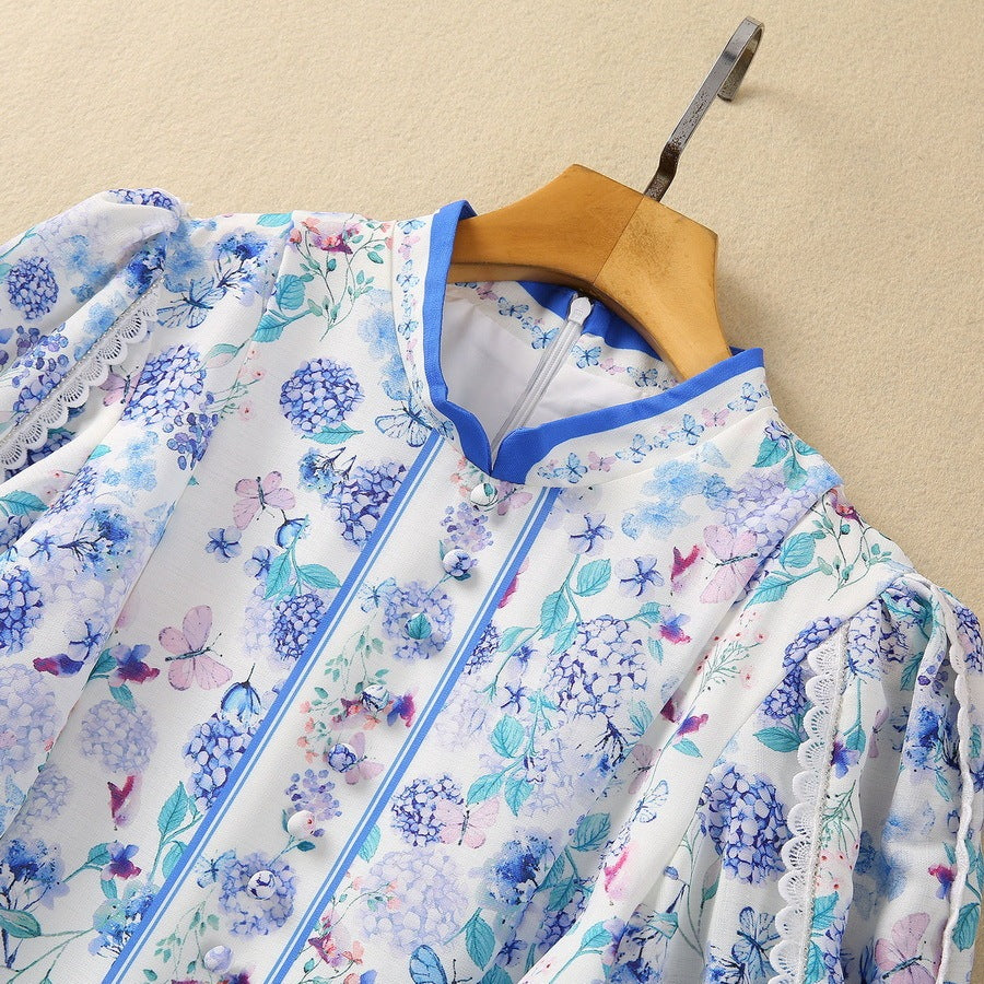 Wendy – Diamond-Embellished Ruffled Long-Sleeve Dress