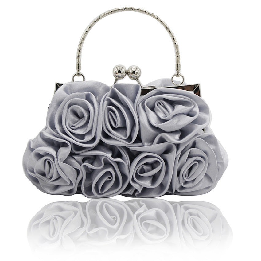 Judith – Satin Floral Handbag with Crystal Top Handle
