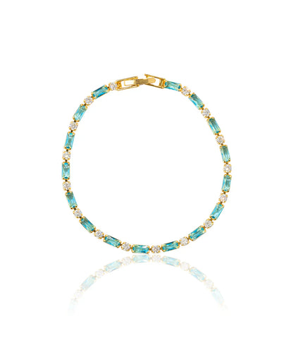 Blue Crystal Tennis Bracelet in Gold with Sparkling Accents