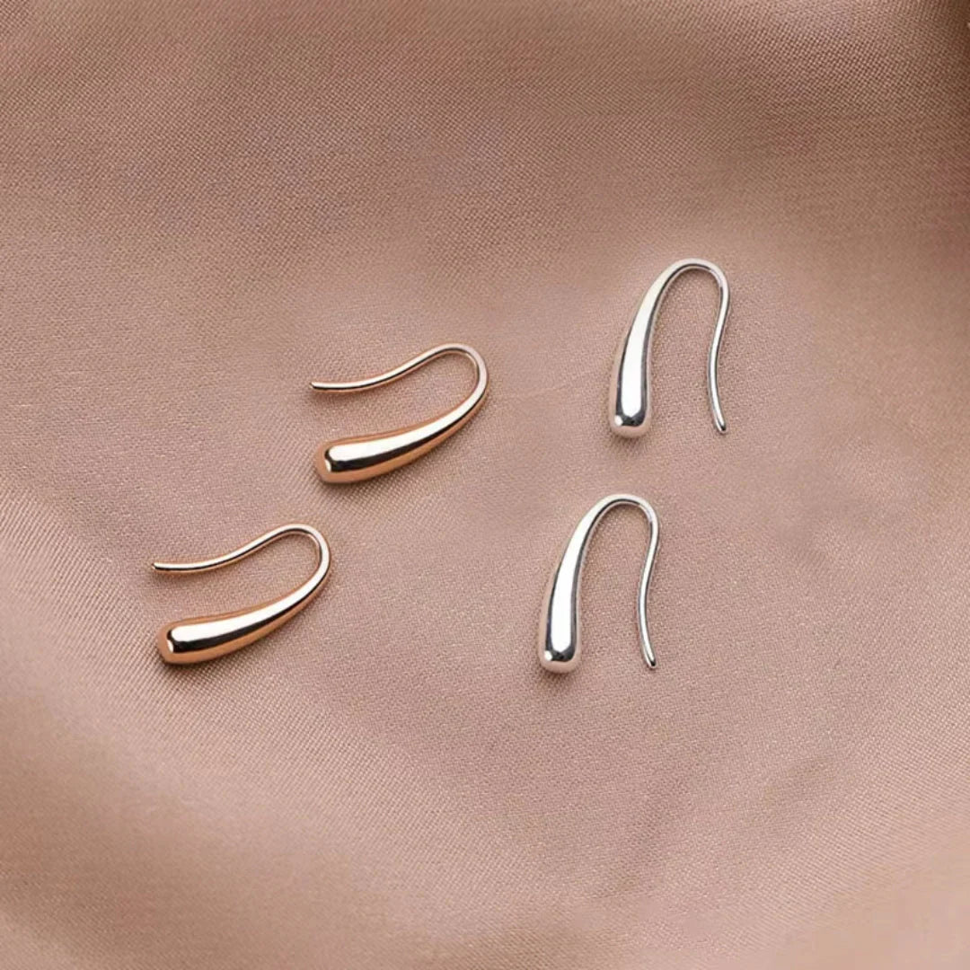 Teardrop Hook Earrings in Rose Gold and Silver