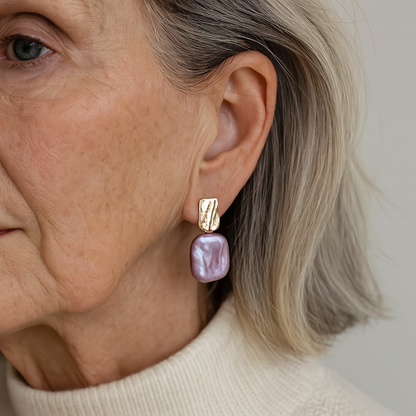 Baroque Pearl Drop Earrings with Gold Accents