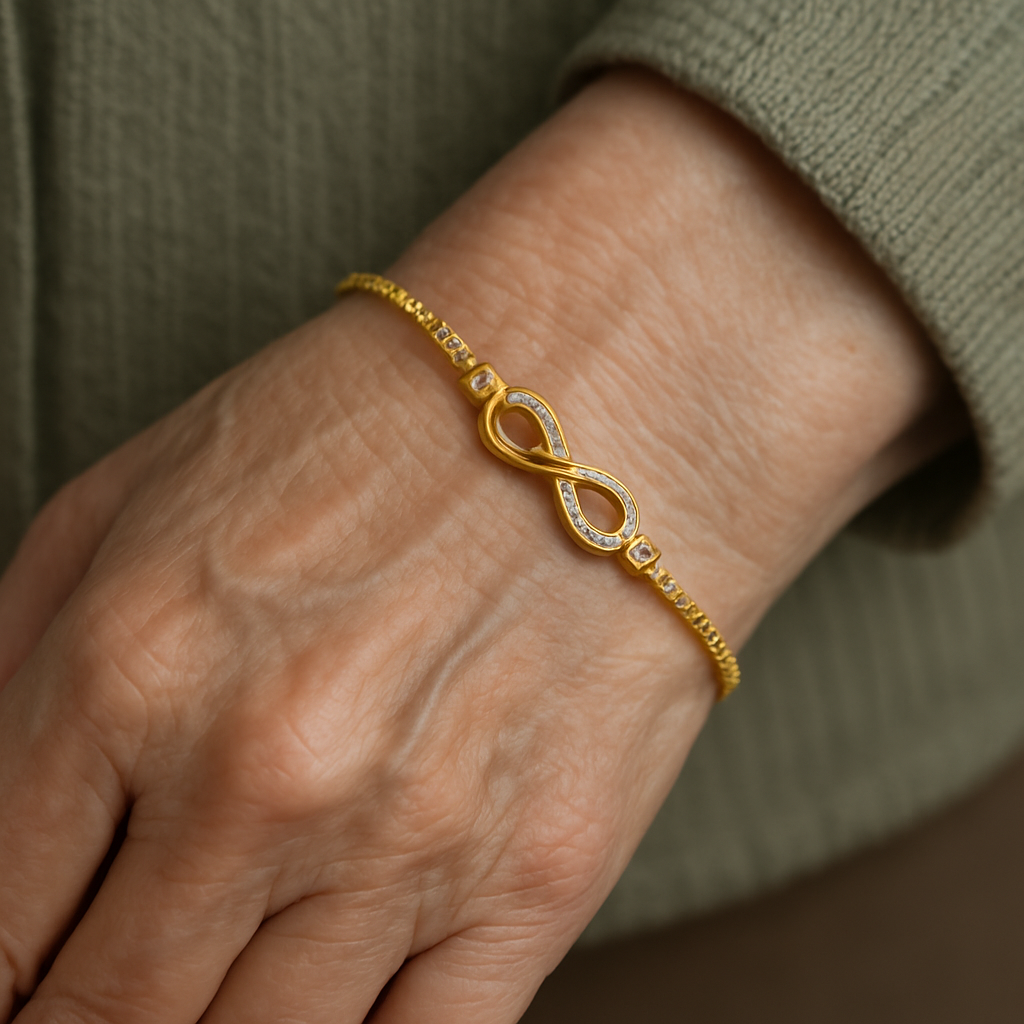 Infinity Bracelet in Gold with Crystal Accents