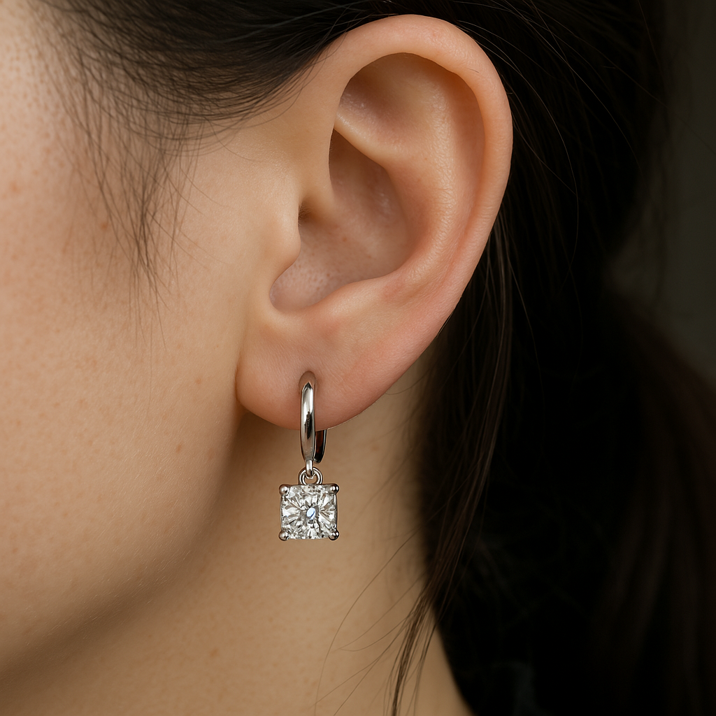 Brilliant Solitaire Drop Earrings in Silver Tone