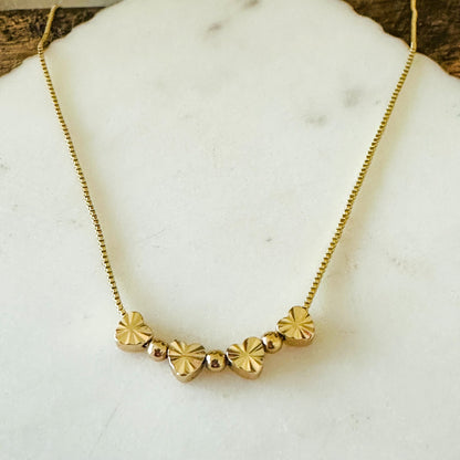 Sunburst Heart Necklace in Gold Tone
