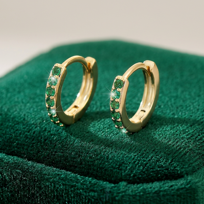 Boho Hoop Earrings with Green Zircon Accents for Everyday Style
