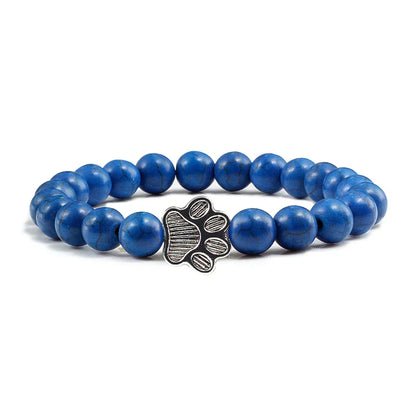 Turquoise Paw Print Healing Stone Bracelet