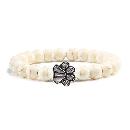 Turquoise Paw Print Healing Stone Bracelet