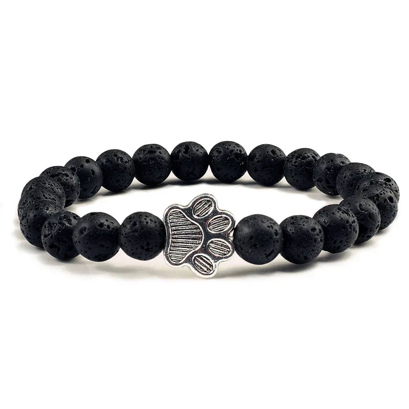 Turquoise Paw Print Healing Stone Bracelet