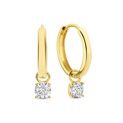 Golden Hoop Earrings with Radiant Crystal Drops
