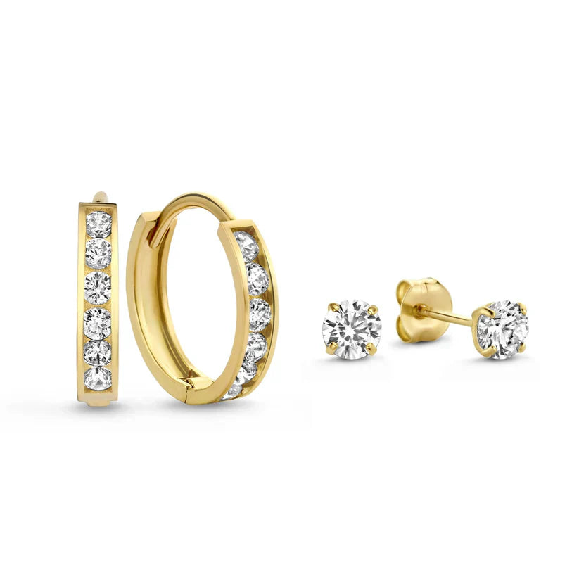 Radiant Gold Hoop and Stud Earrings Set