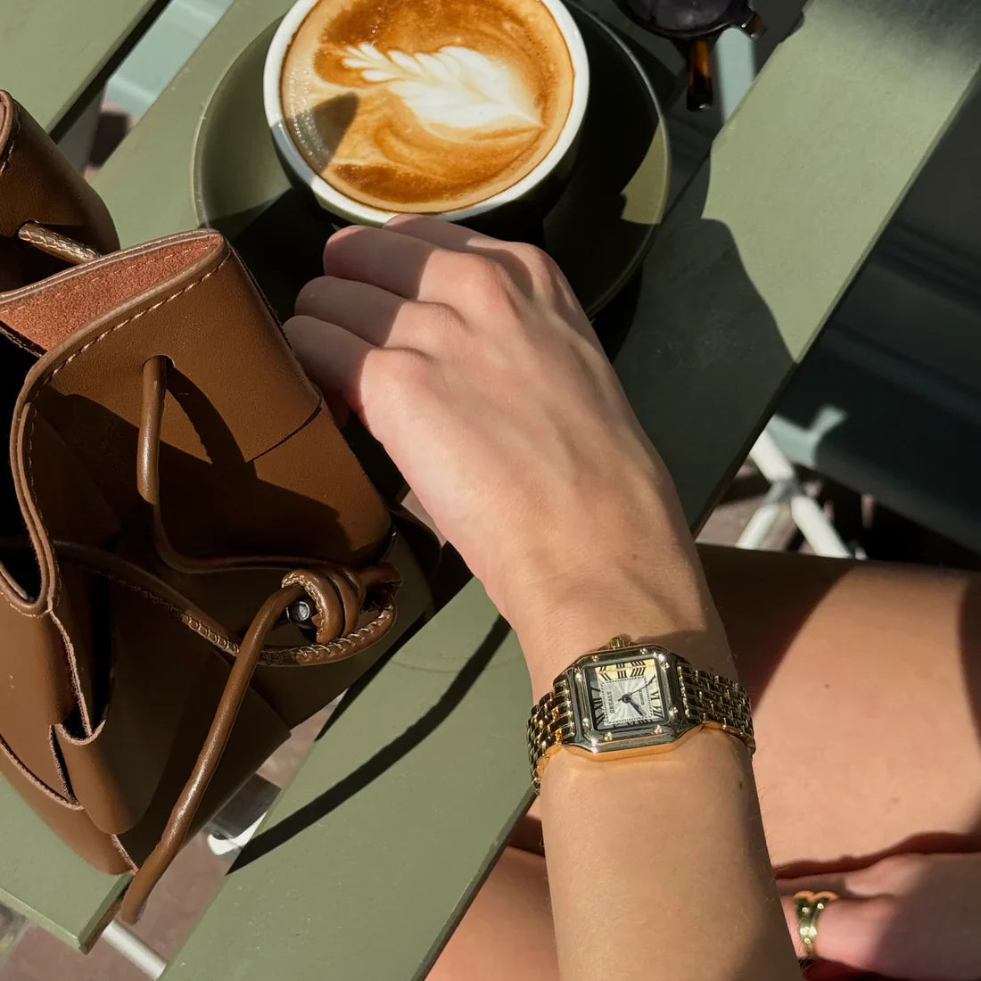 Vintage Gold Square Roman Numeral Bracelet Watch