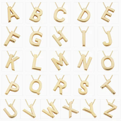 Gold Color Initial Pendant Necklace