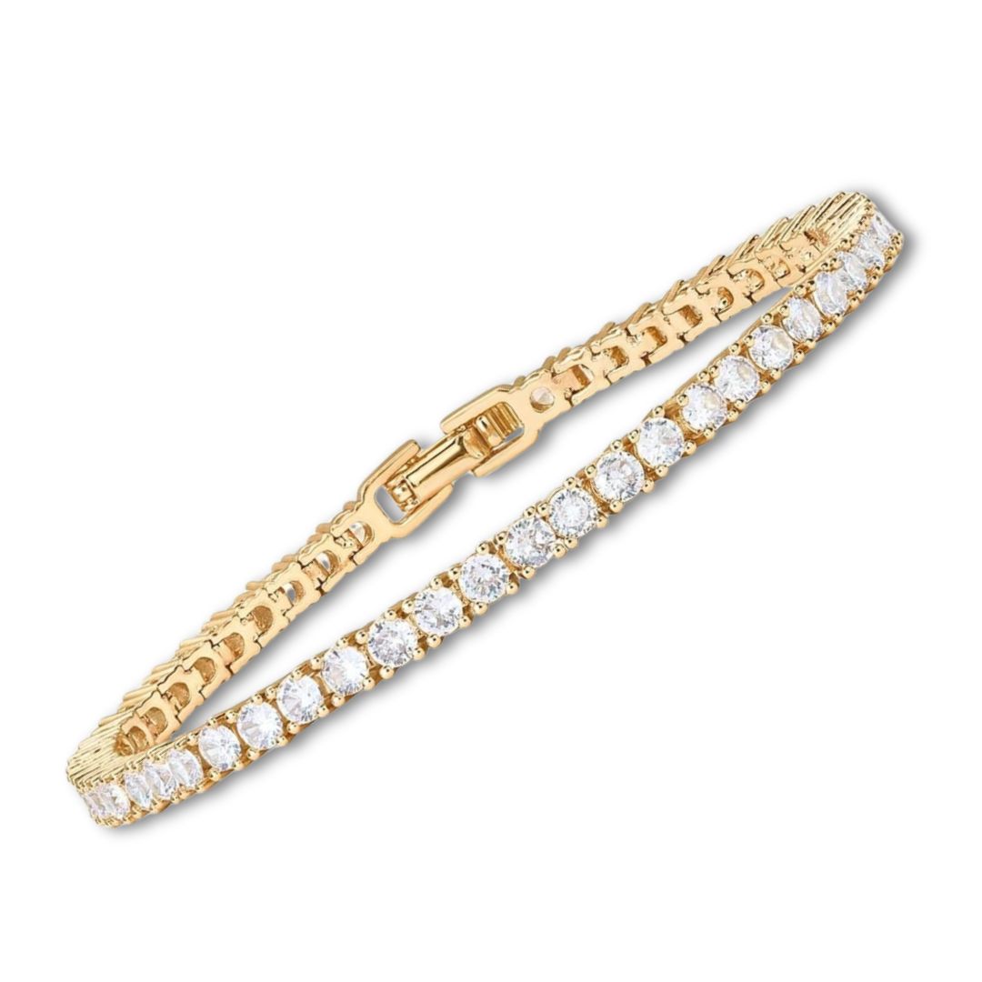 Classic Gold Color Tennis Bracelet with Brilliant Stones