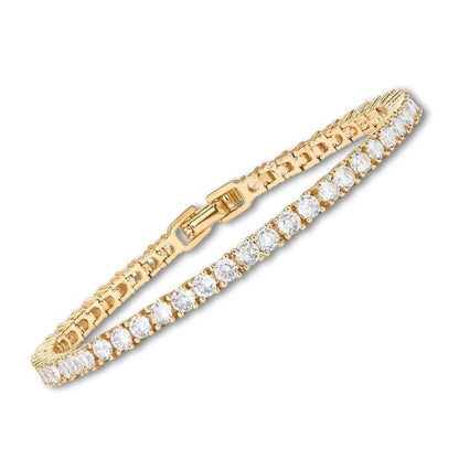 Classic Gold Color Tennis Bracelet with Brilliant Stones