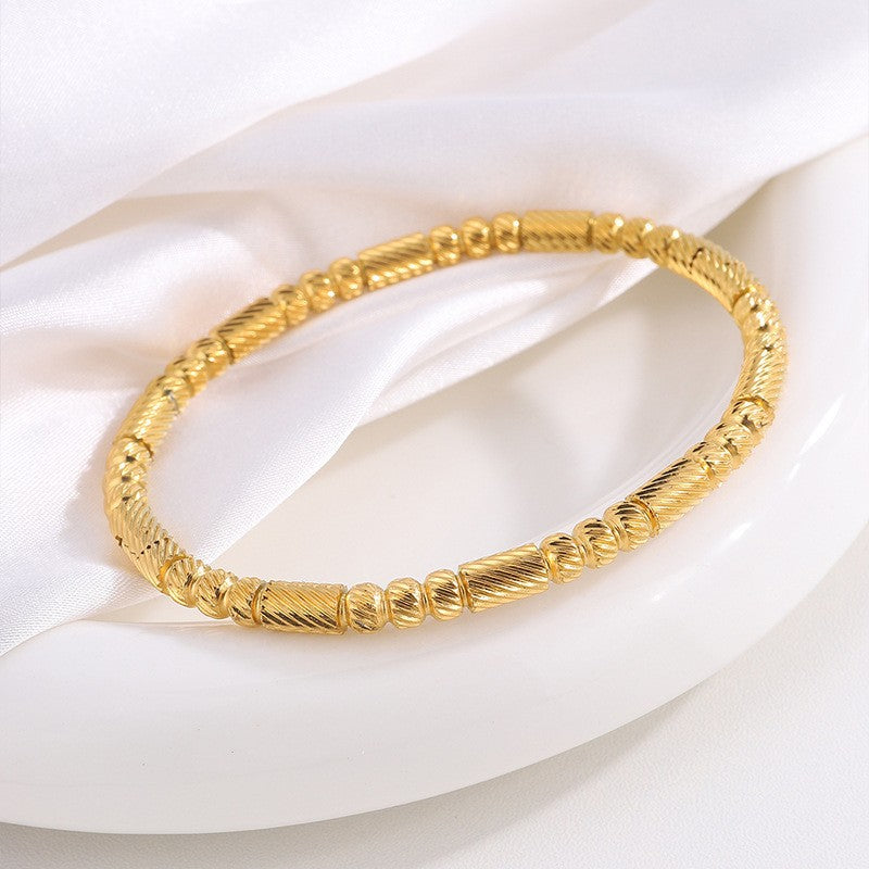 Textured Gold Beaded Bangle Bracelet