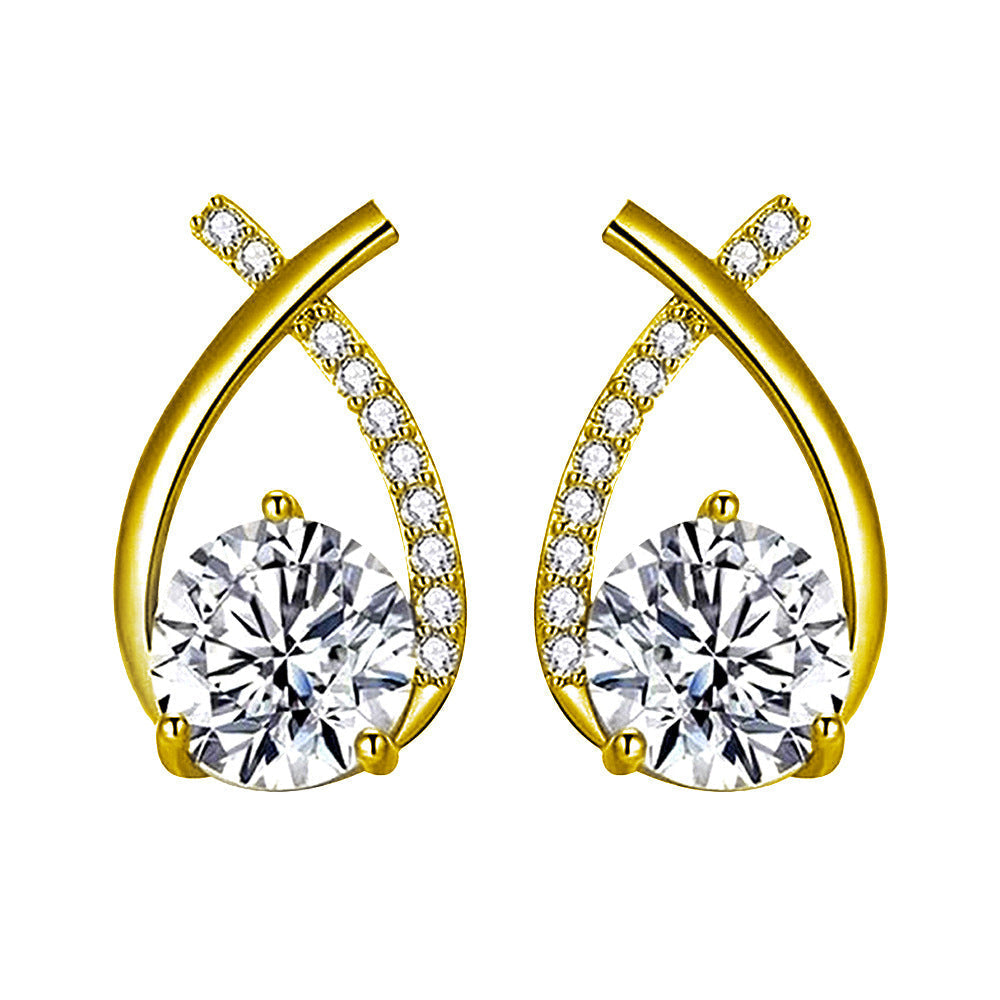 Crystal Teardrop Stud Earrings with Pavé Accents